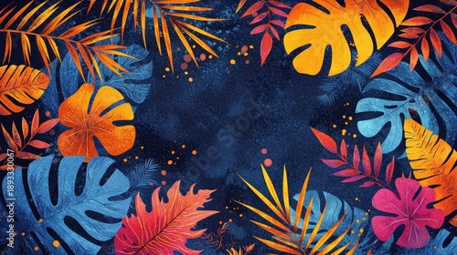 Vibrant Collection of Leaf and Branch Templates Featuring Delicate Colors and Exotic Patterns for Creative Projects