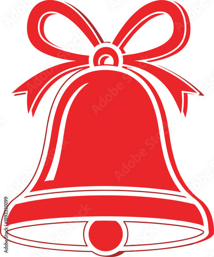 christmas, bell, icon, red, ribbon, bow, holiday, decoration, festive, jingle, celebration, winter, xmas, symbol, illustration, traditional, ornament, greeting, design, graphic