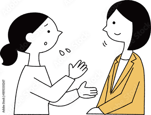 女性の相談にのる女性単色