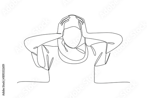 Mental Health Emotional Shutdown. Mental health Concept. Single line draw design Video 4k. Footage graphic illustration