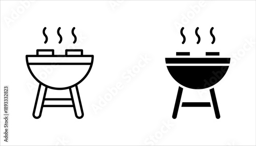 BBQ icon set. Grilling icon set. Grill bbq vector icon set. vector illustration on white background