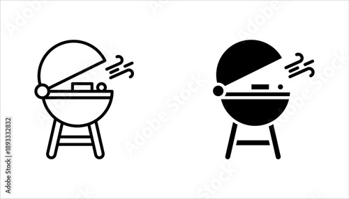 BBQ icon set. Grilling icon set. Grill bbq vector icon set. vector illustration on white background