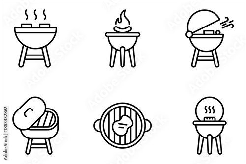 BBQ icon set. Grilling icon set. Grill bbq vector icon set. vector illustration on white background