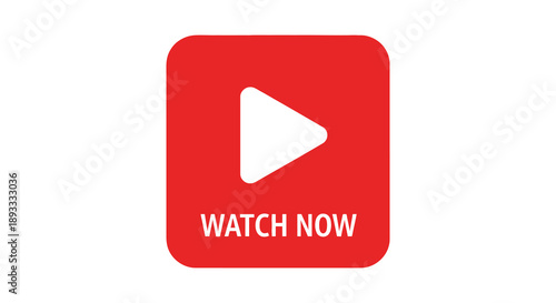 A bright red youtube play button icon is displayed with the text watch now below it high quality