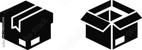 Box delivery icon set. Shopping package box. Cardboard box icons in flat style.