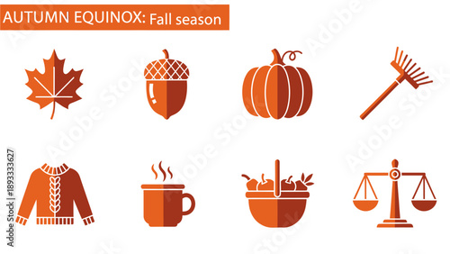 Orange icons representing Autumn Equinox and fall season elements