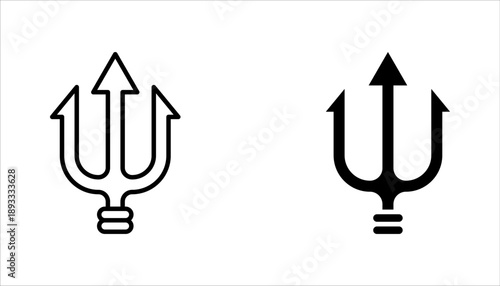 Trident icon set, logo flat design, vector illustration on white background