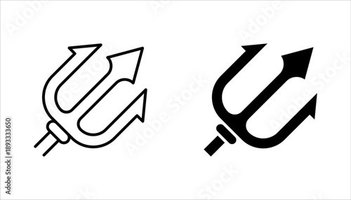 Trident icon set, logo flat design, vector illustration on white background
