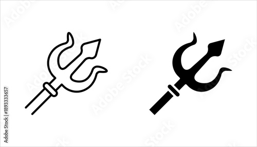 Trident icon set, logo flat design, vector illustration on white background