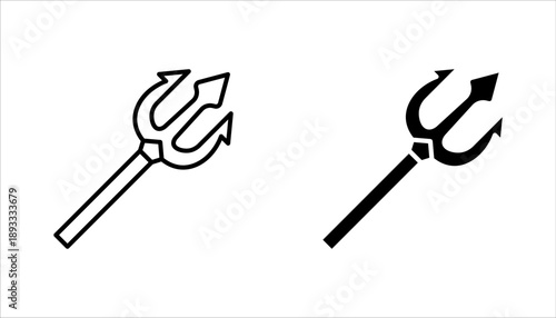 Trident icon set, logo flat design, vector illustration on white background