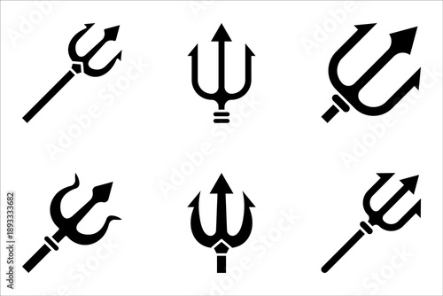 Trident icon set, logo flat design, vector illustration on white background