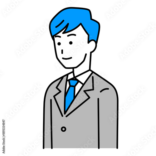 まっすぐ前を向いているスーツの男性