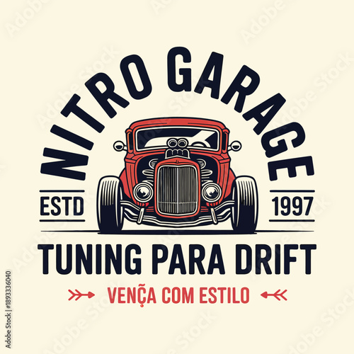 Nitro Garage Vintage Hot Rod Truck Tuning and Drift Racing Logo