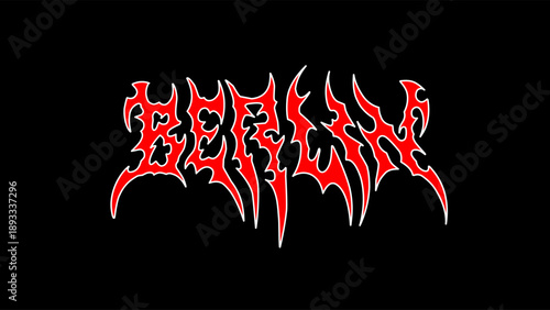 Berlin metal lettering vector in sharp tribal black metal style, ideal for underground logos, streetwear prints, band merch, and edgy branding.