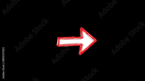 A hand-drawn red arrow pointing upwards with a gritty, brush-stroke texture on a black background