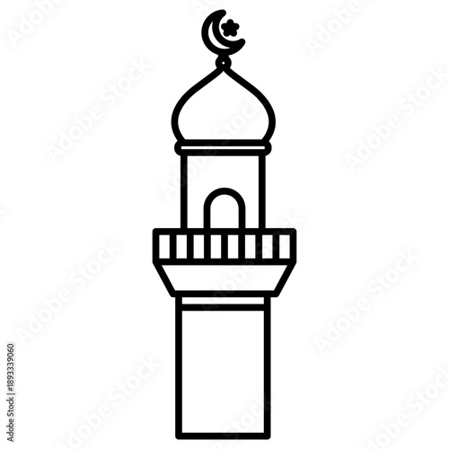 Wallpaper Mural Minaret Tower Outline with Crescent Moon and Star Icon Torontodigital.ca