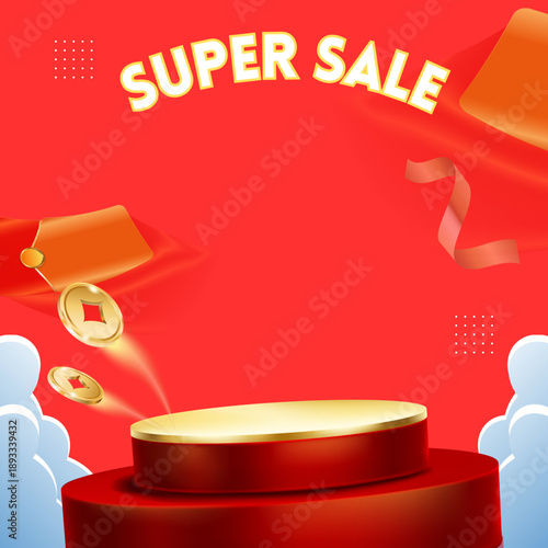 Flash sale banner, Big sale with sparkling lights, gift boxes and gift vouchers. Shopping day promotion, online shopping, special Offer coupon, voucher, banner template.