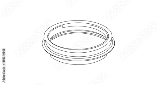 Detailed illustration of a lid with insert design, isolated on a white background, showcasing intricate contours and circular structure