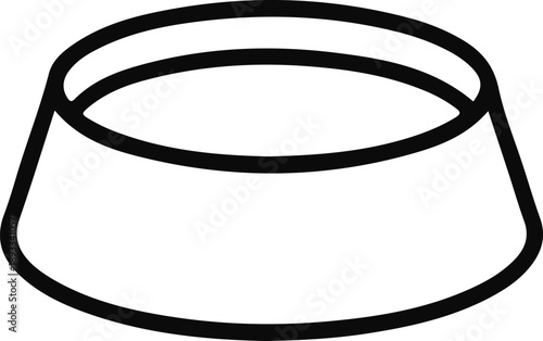 Pet Food Bowl Icon Simple Symbol, Simple black pet food bowl icon isolated on white background, representing feeding, pets, animals, nutrition, and veterinary or pet care concepts.

