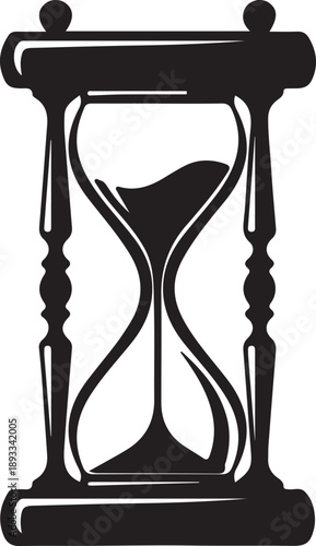 Print Classic Hourglass Silhouette Icon Representing Time and Deadlines