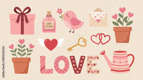 Valentine s Day Decorative Elements Set