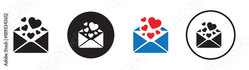 Heart Envelope Icons for Love Messages. Vector EPS 10