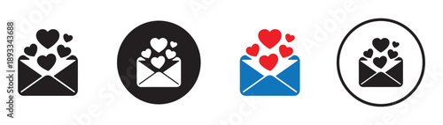 Heart Envelope Icons for Love Messages. Vector EPS 10