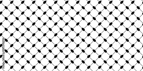 Traditional keffiyeh or shemagh pattern. Palestinian head scarf print. Geometric fabric texture. Classical arabic cloth background. Vector graphic illustration.