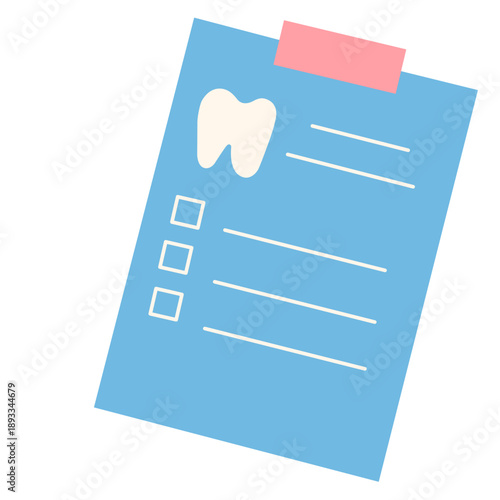 dental, tooth, teeth, checklist, clipboard, record, form, document, chart, schedule, appointment, routine, hygiene