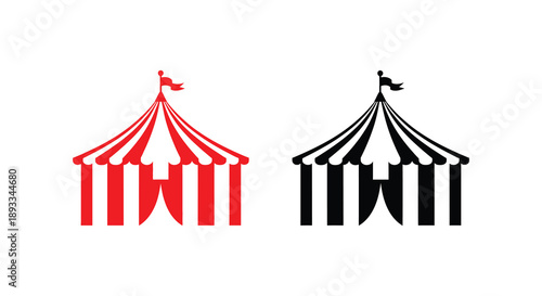 A graphic depiction showcases two circus tents one red and one black side by side high quality professional