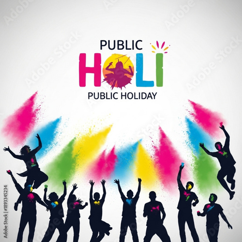 People celebrating Holi festival with colorful powder in joyful atmosphere