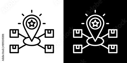 Brand Positioning Icon Of Line Black And White Style