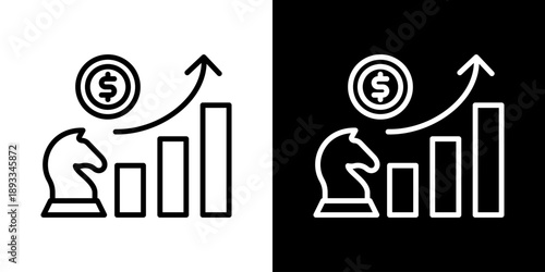 Growth Strategy Icon Of Line Black And White Style