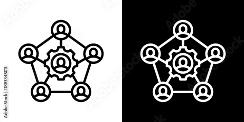 Stakeholder Engagement Icon Of Line Black And White Style
