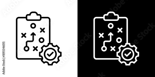 Execution Plan Icon Of Line Black And White Style