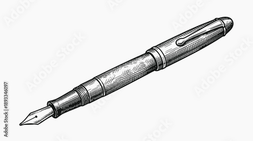 Fountain Pen Illustration, Artistic Environment, Close-Up Perspective, Ink Concept