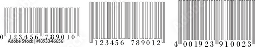 Barcode icon set vector illustration for scanning retail product identification, digital inventory tracking, modern flat design symbol set collection group for web app print use.