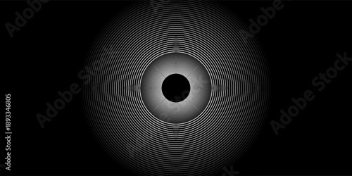 Create a bold look with a centric circle background featuring vector graphics of sound waves.