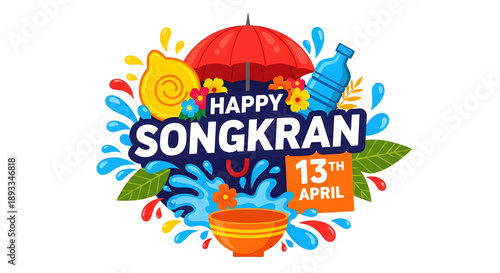 Happy songkran water festival greeting