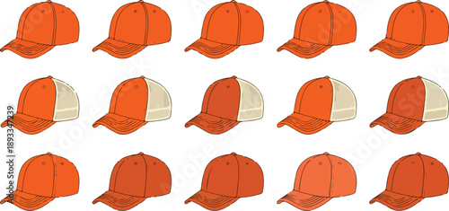 Baseball Cap Collection Vector Set  Snapback and Trucker Hats in Multiple AnglesBaseball Cap Collection Vector Set  Snapback and Trucker Hats in Multiple Angles