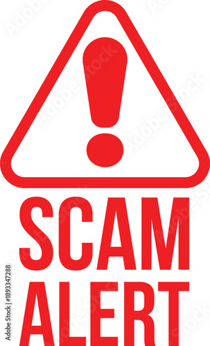 Scam alert warning sign with exclamation mark