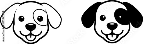 Adorable cartoon dog faces with joyful expressions, perfect for various design projects.