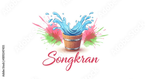 Songkran water festival logo with colorful splashes