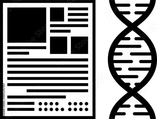 Stunning DNA double helix structure next to mockup of a modern document