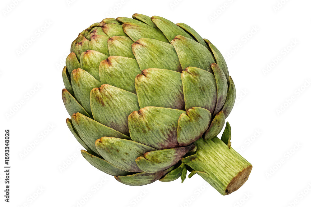 Fototapeta premium Fresh green globe artichoke vegetable on transparent background presenting healthy organic food ingredient
