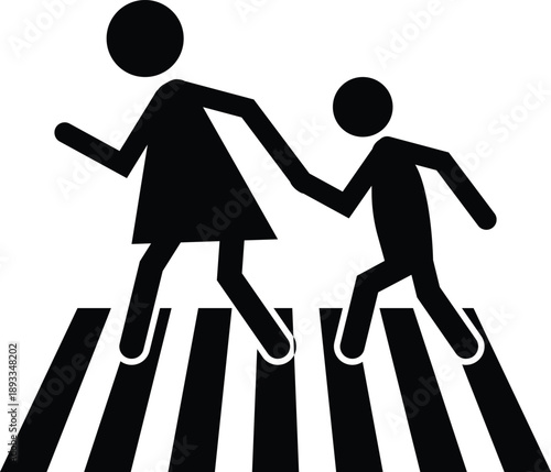 Children crossing the street holding hands
