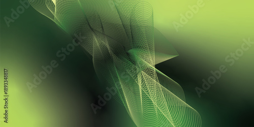 DarkGreen and YellowGreen abstract shape grainy gradient background with black backdrop and noisy texture for wide banner poster and header design