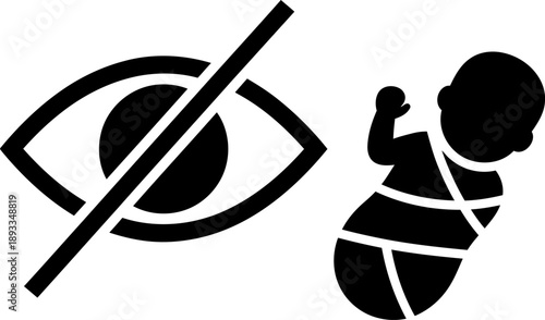 Infant Supervision Safety Vector Icon , Warning Symbol for Blind Spots and Unseen Baby Care