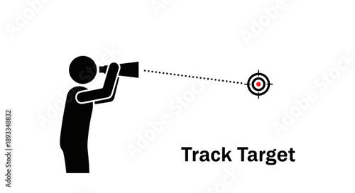 Person looking through binoculars at a target symbol.