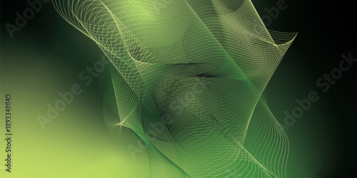 DarkGreen and YellowGreen abstract shape grainy gradient background with black backdrop and noisy texture for wide banner poster and header design